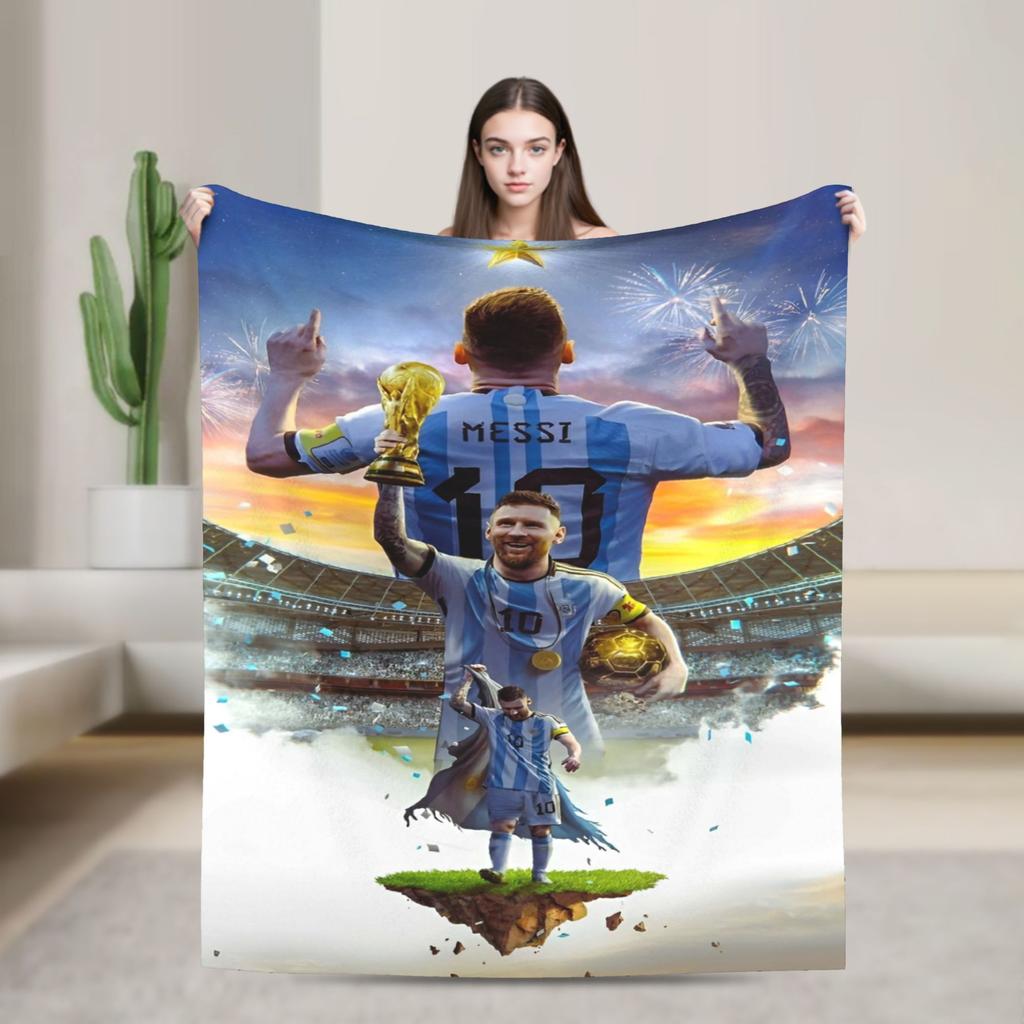 Argentina Number 10 Football Soccer Flannel Blanket Messied Awesome Throw Blanket for Home Hotel Sofa 150*125cm Bedspread