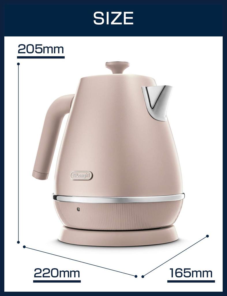 Электрический чайник DeLonghi Distinta Perla из нержавеющей стали, счетчик воды, фильтр для предотвращения посторонних предметов, функция предотвращения закипания, простота в использовании