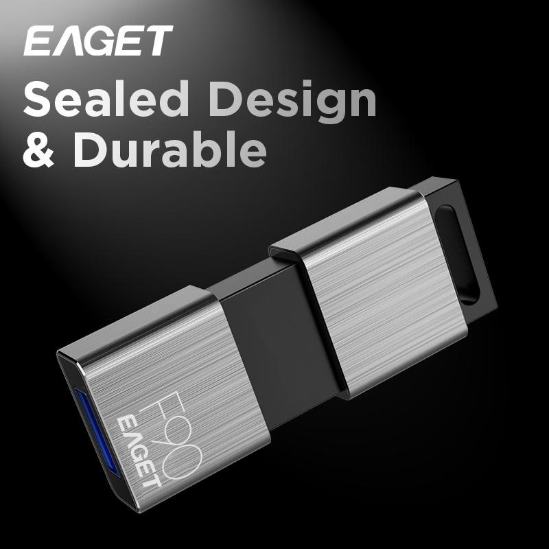 EAGET USB 3.2 Флеш-накопитель с выдвижным разъемом, емкостью 256 ГБ и скоростью передачи 120 МБ/с