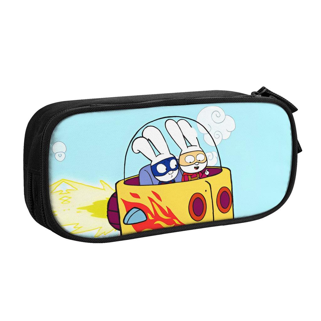 Simons Super Rabbit Cute Cartoon Pencil Case New Pen Bag Student Large Storage Students School Zipper Pencilcases