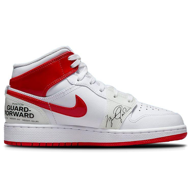 Air Jordan 1 Mid GS Rookie Season Kids Sneakers White University-Red DR6496-116