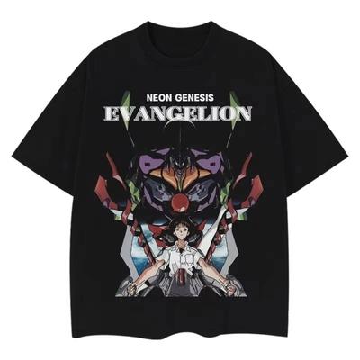 Евангелион Синдзи Икари и Ева-01 «Neon Genesis» Принт Оверсайз Аниме Уличная Футболка Женская и Мужская Футболка