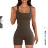 Женский нюдовый быстросохнущий летний фитнес-комбинезон для йоги