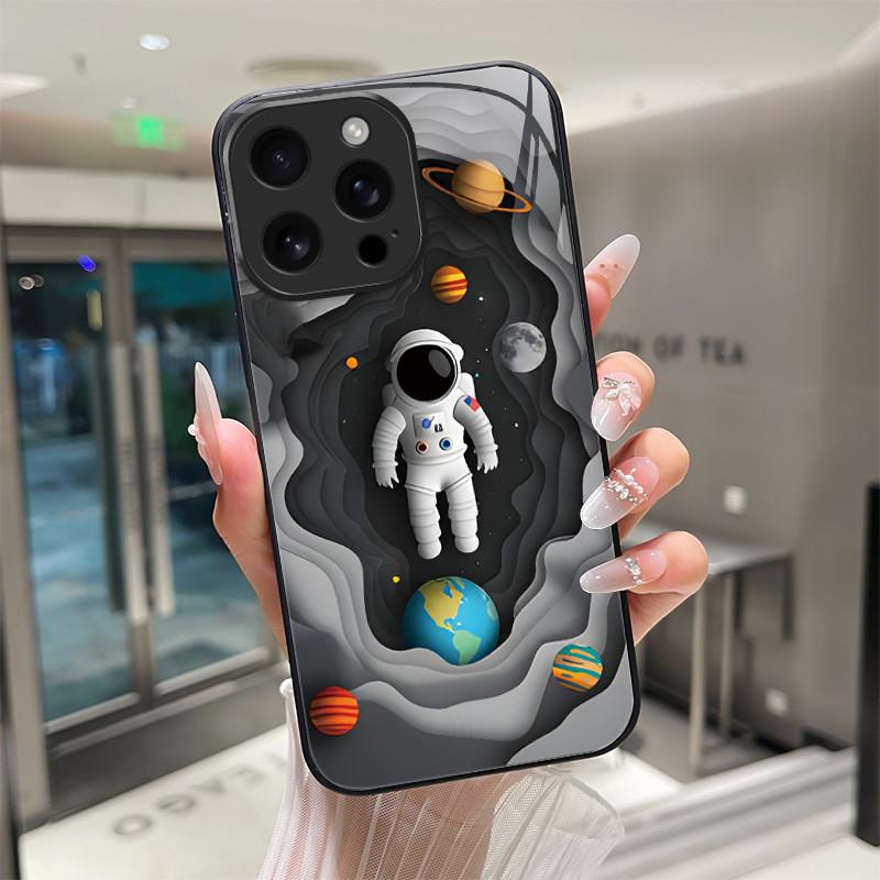Для iPhone 16 15 Pro Max Plus 16E SE 2025 Закаленное Стекло Чехол для Телефона Крутой Мультяшный Тигр Дракон Защита Камеры Жесткая Задняя Крышка