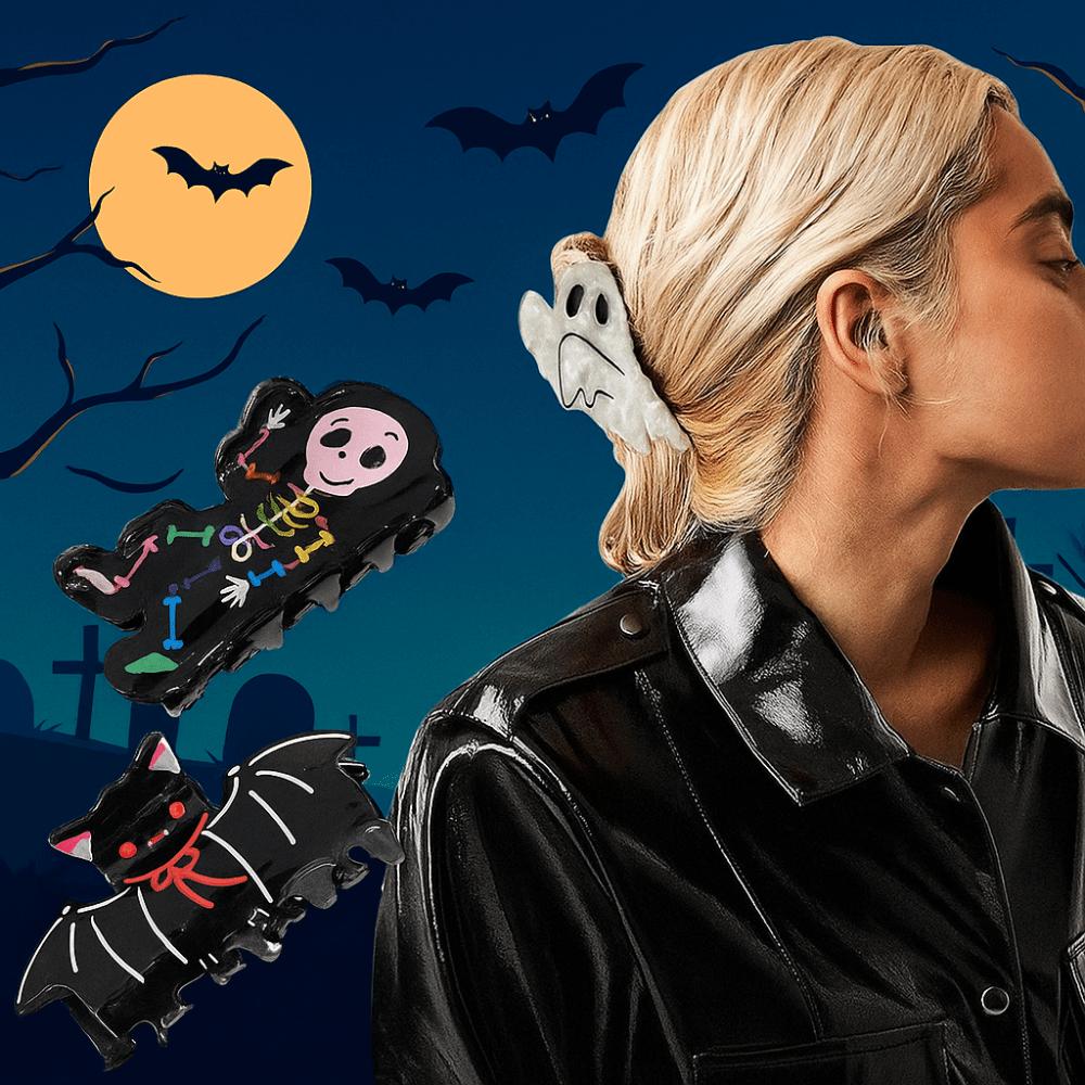 Acrylic Halloween Hair Claw Spider Skeleton Shark Clip Creative Halloween Themed Gripper Women