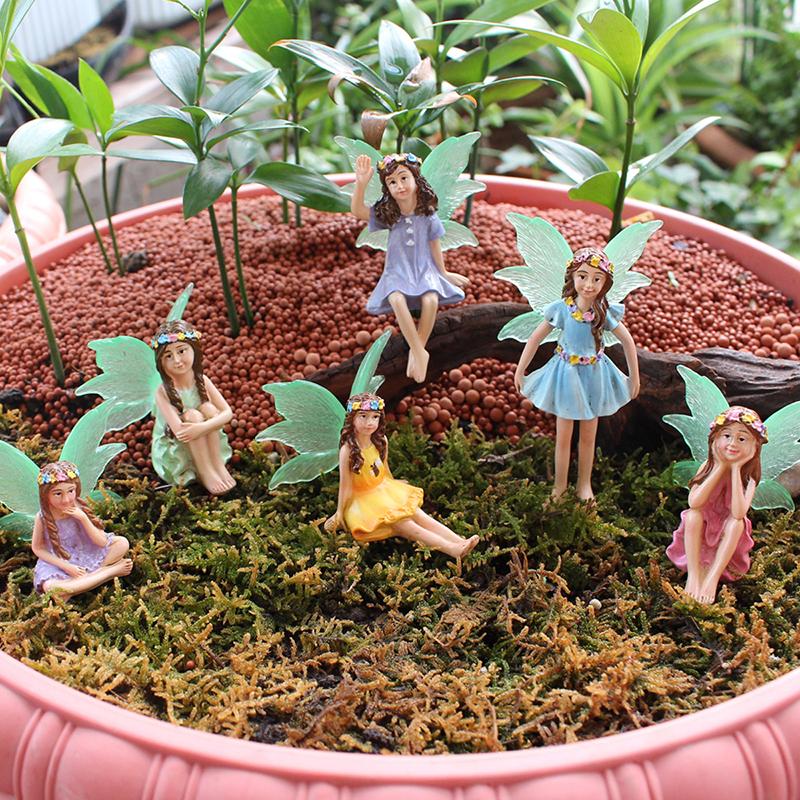 Аксессуары для сада фей, для улицы и дома, 6 шт. Миниатюрные фигурки фей для горшечных растений и украшения мини-садовой лужайки
