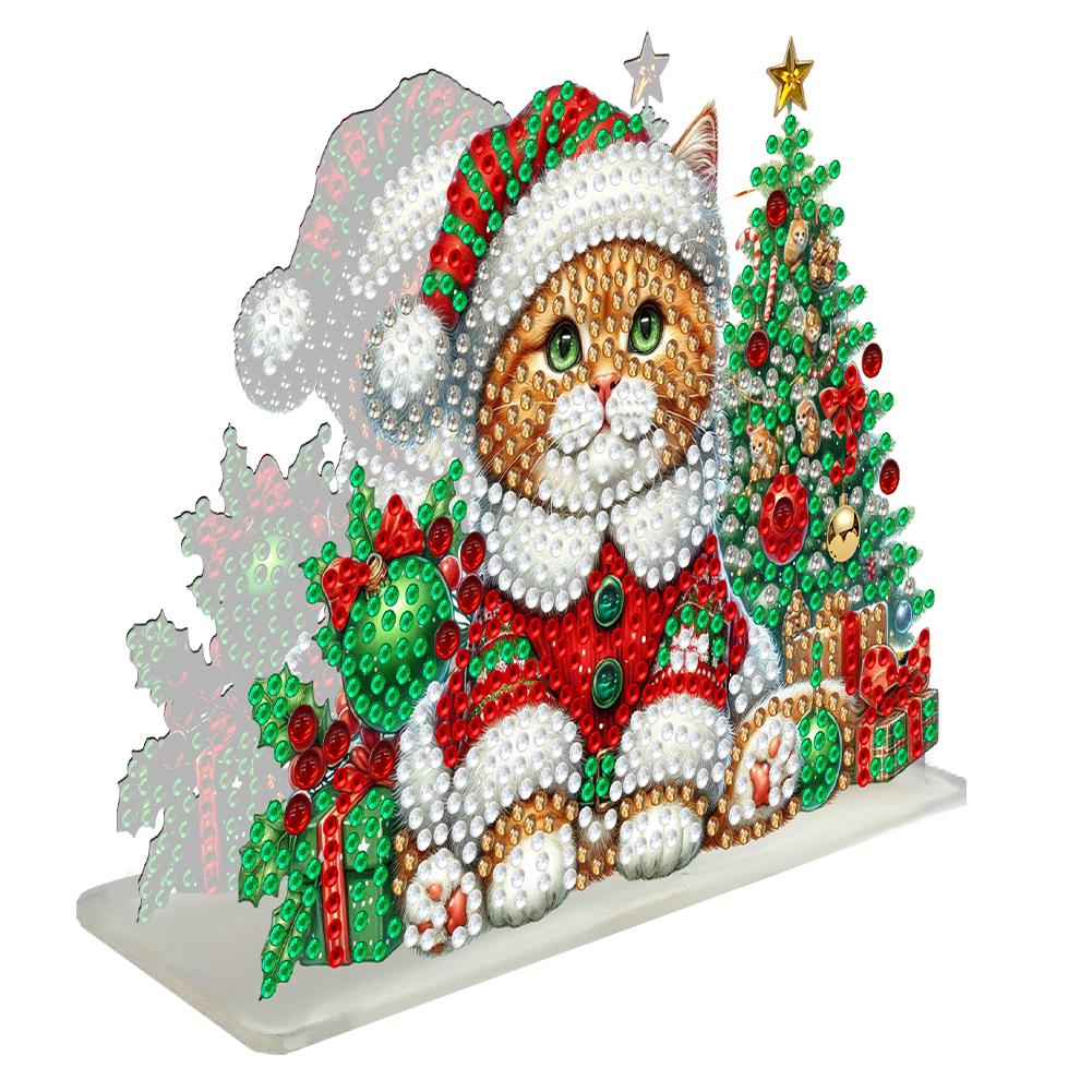 Double Sided Xmas Theme Diamond Painting Desktop Napkin Holder Acrylic Ornament Diamond Painting Desktop Napkin Rack Decoration