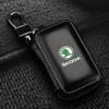 1Pcs Leather Emblem Car Key Case Keychain Zipper Key Case Bag for Skoda SCALA Superb Octavia 2 3 A4 A5 Fabia Kamiq Kapoq Kodiaq Rapid