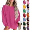 Women's Fashion Round Neck Solid Color Long Sleeve Basic Sweatshirt Top