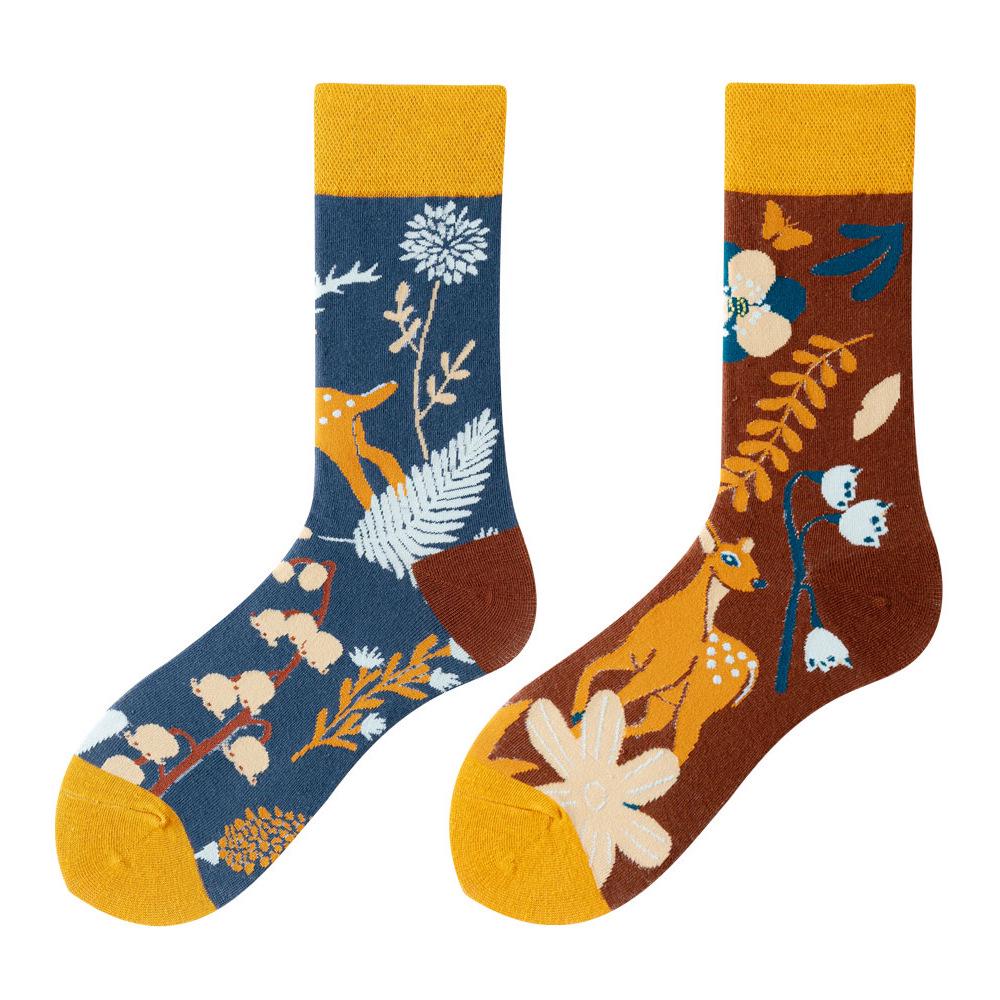 Asymmetric Colorful Christmas Cotton Socks for Couples