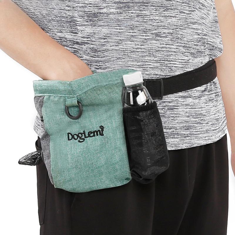 Waterproof Dog Training Treat Pouch Adjustable Waist Fanny Pack Snack Holder with Poop Bag Dispenser for Dog Walking