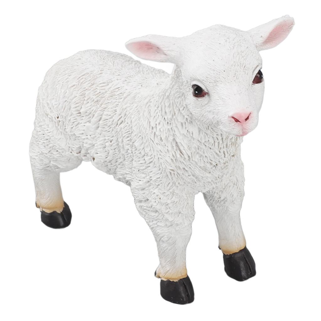 Статуэтка овцы ручной работы, реалистичная фигурка в форме ягненка, смола, садовая скульптура для внутреннего и наружного украшения