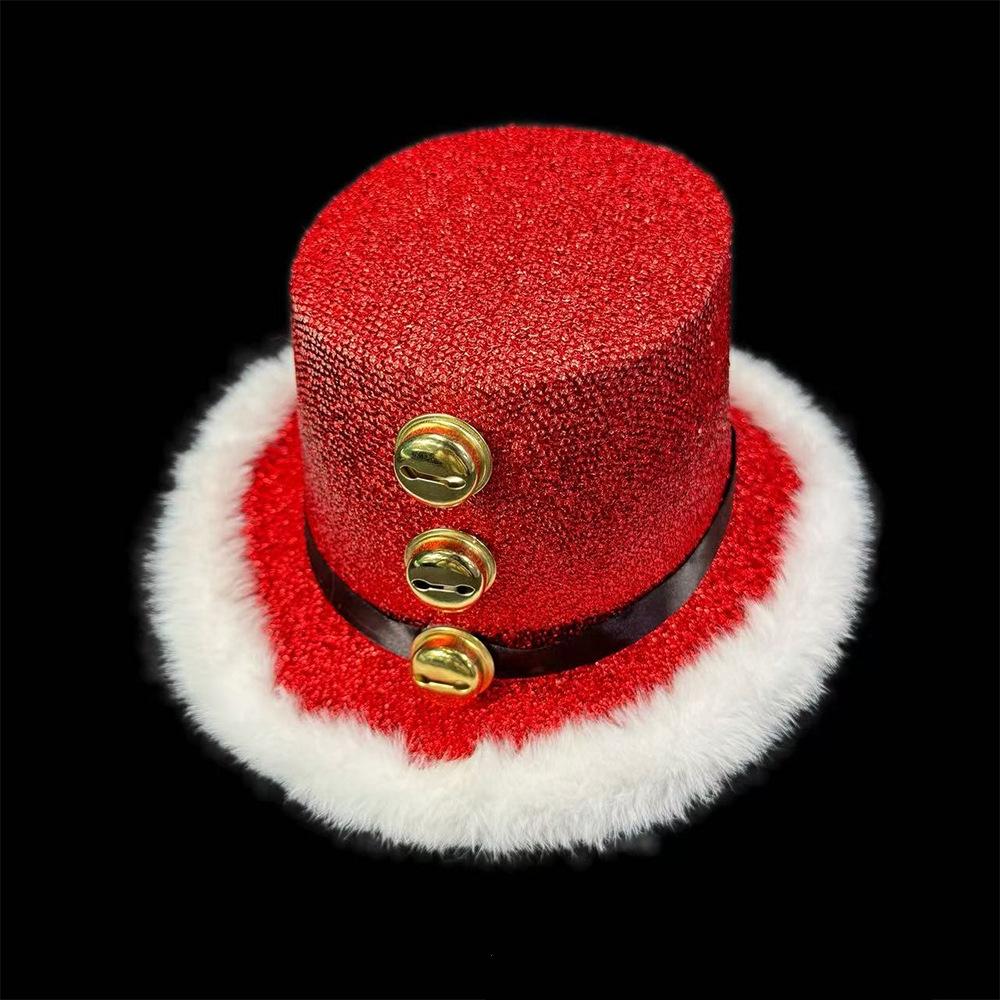 Red Green Black Santa Hat Christmas Party Snowman Lincoln Hat Carnival Party White Plush Edge Christmas Hat for Men and Women tk2