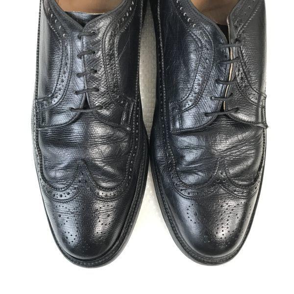 70s-80s USA Vintage Heavy Leather Goodyear Welt Long Wingtip 12D / 29.5cm / Black Business Shoes Kenmoor(USED)
