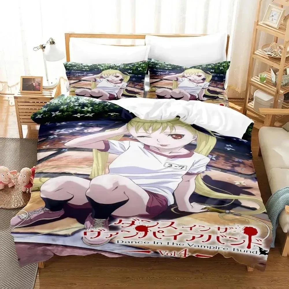 Anime Dance In The Vampire Bund Bedding Set Duvet Cover Bed Set Quilt Cover Pillowcase Comforter King Queen Size Boys Adult