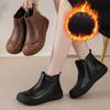 Женские зимние теплые нескользящие ботинки из коровьей кожи большого размера с мягкой подошвой, утепленные подкладкой ботильоны, водонепроницаемые хлопковые ботинки для занятий спортом на открытом воздухе