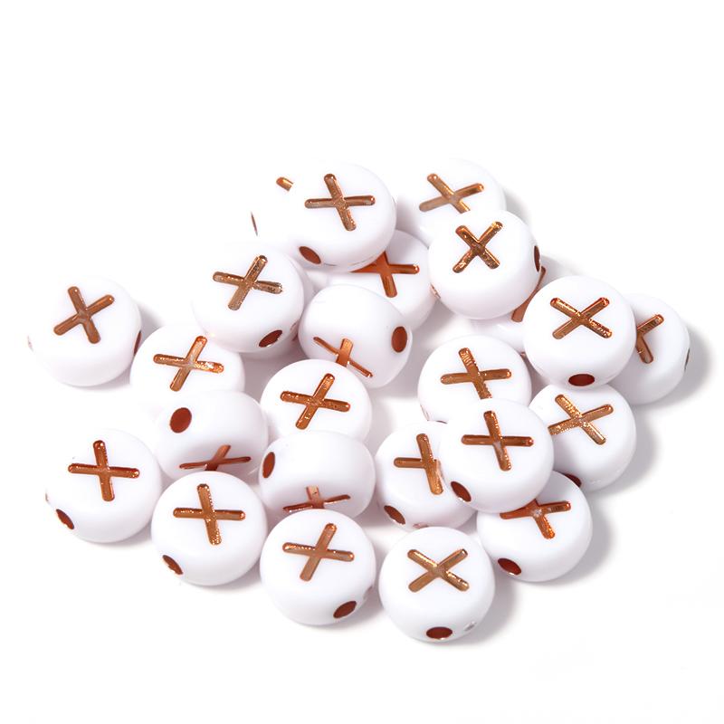 100Pcs 7mm Acrylic Alphabet Beads Rose Gold Letter Loose Flat Round Beads For Jewelry Making Findings DIY Bracelet Earrings Gift