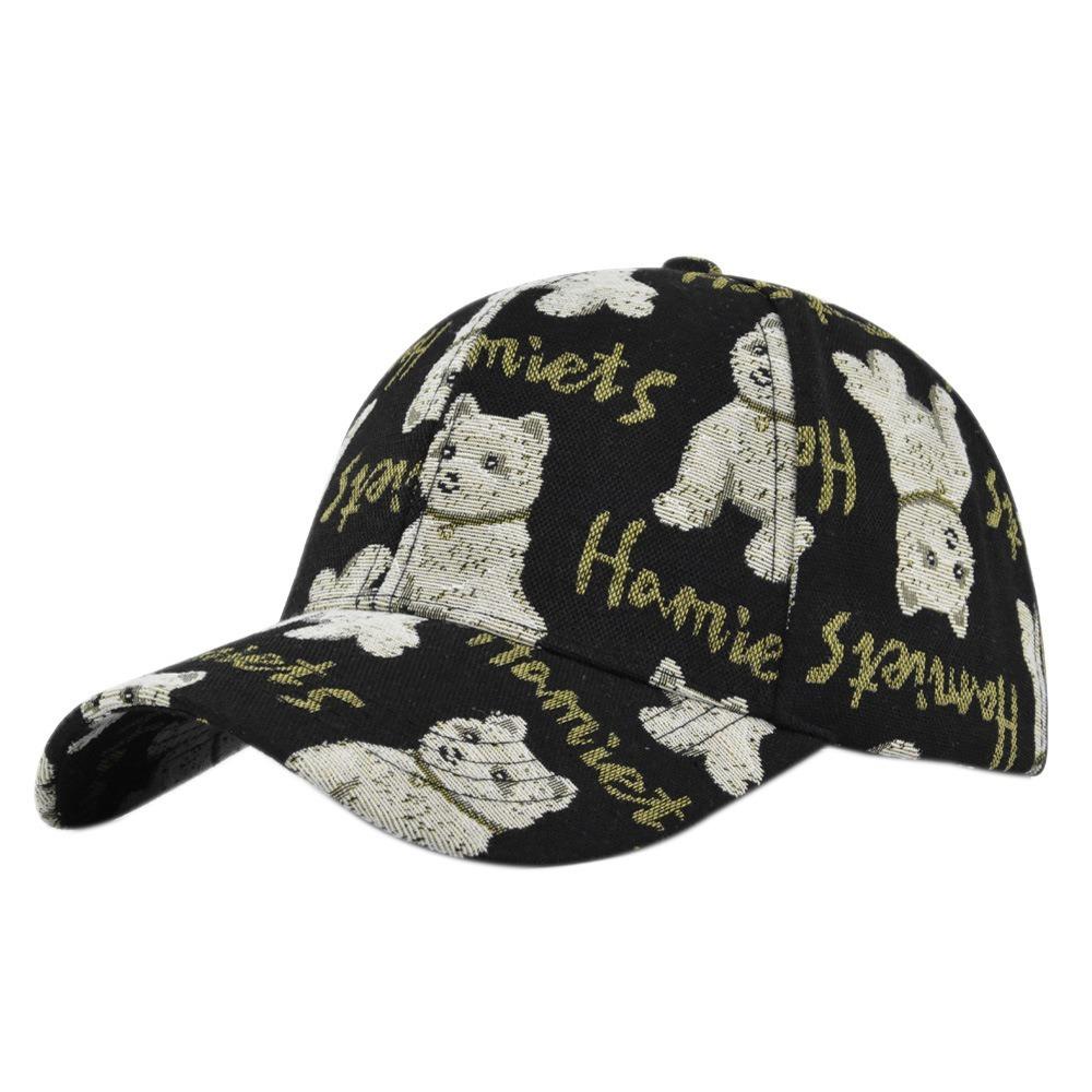 Little Bear Print Unisex-Teens Caps Dog Print Cotton Snapback Caps Fashion Hip Hop Vintage Hat