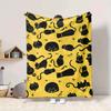 1pc Cat Pattern Lightweight Flannel Blanket, Comfortable and Warm Blanket, for Office and Camping Sofa Bed, Livingroom010