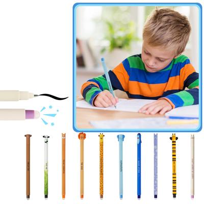 Стираемые гелевые ручки, стираемые ручки с рисунком животных для обучения и письма детей, сменный стержень 1 мл