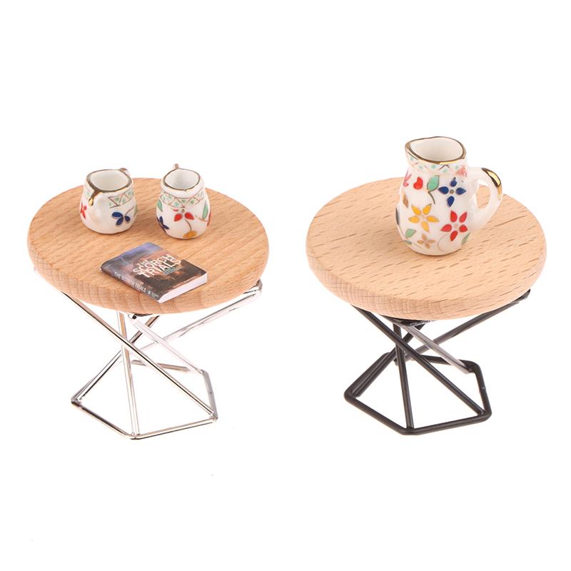 1/12 Кукольный домик Симуляция Журнальный столик Круглый Чайный столик Модель Кукольный дом Миниатюрная мебель Декор Микросцена Строительный реквизит