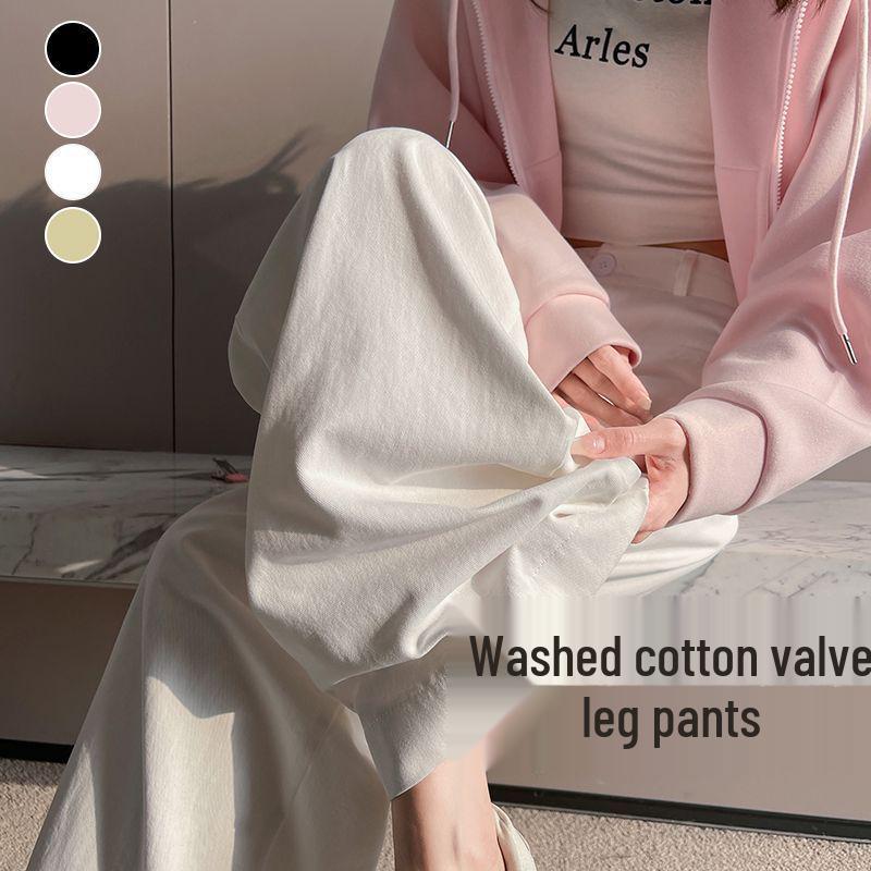 Summer 2026 Women's Trendy Wide-Leg High-Waisted Cropped Pants: Petite, Loose, and Slimming Drapey Style.