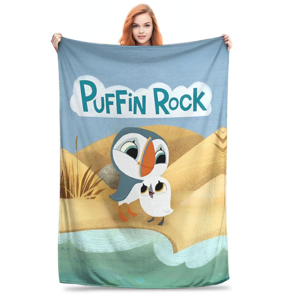 Puffin Rock Cartoon   Flannel Blanket  Awesome Throw Blanket for Bed Sofa Couch 200x150cm Rug Piece