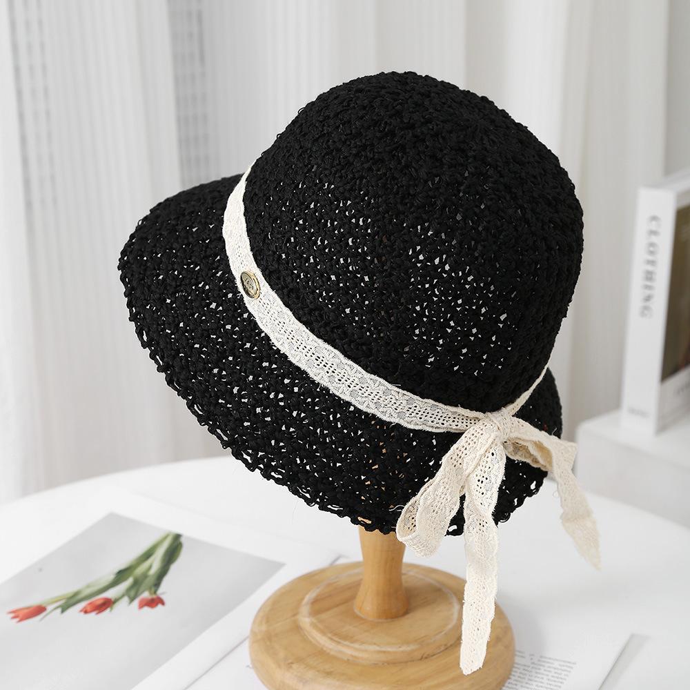 На открытом воздухе 2025 года, новая модная маленькая свежая женская пляжная шляпа с большими полями, женская вязаная шляпа от солнца, складная
