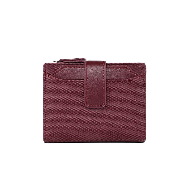 Fashionable Women's Folding Short Wallet PU Leather Zipper Coins Purses Solid Color Versatile Pouch Bag Card Holder