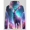 3D Printed Men's Hoodie Deer Pattern Trendy Sportswear Pullovers Long Sleeves Autumn Winter Sweatshirt