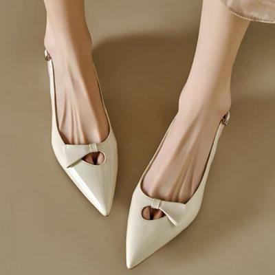 Весенние новые туфли на толстом каблуке для женщин, остроносые, с неглубоким вырезом, слово А, противоскользящие, износостойкие, на низком каблуке