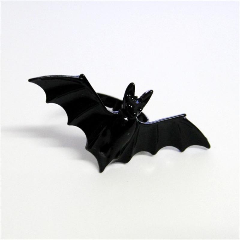 Регулируемое кольцо с изображением животного в готическом стиле, черная летучая мышь