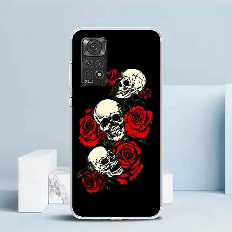 Человеческий скелет Красная роза Чехол для телефона для Xiaomi Redmi Note 15 14 14S 13 12S 12 Pro Plus 11S 11 11T 11E 10S 10 + Мягкая задняя крышка из ТПУ