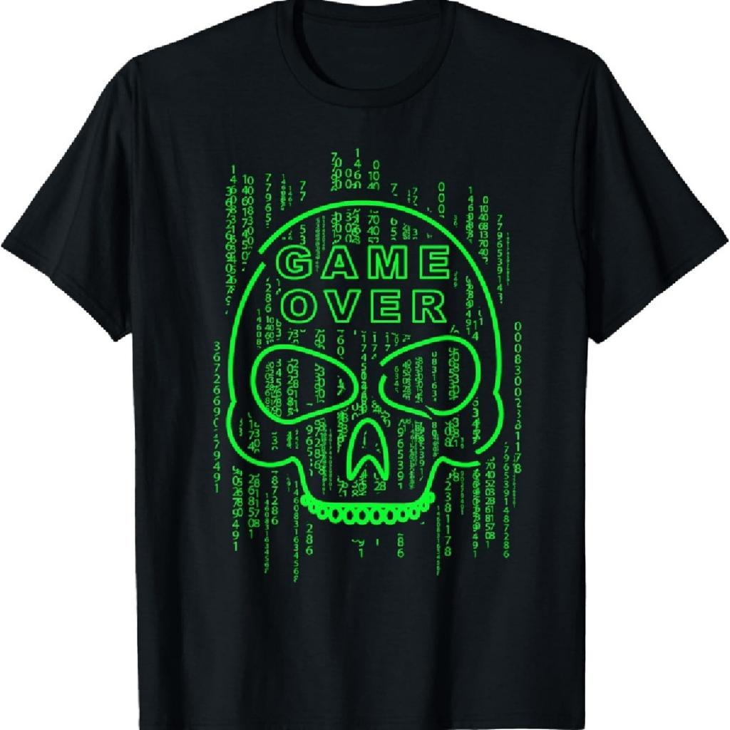 Футболка геймера Game Over Matrix Skull