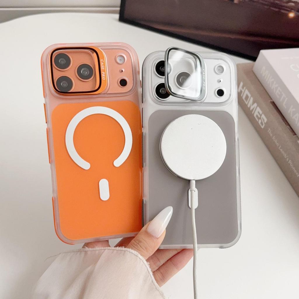 Полупрозрачный Стеклянный Зеркальный Чехол-подставка для iPhone 17 Pro Max с поддержкой MagSafe