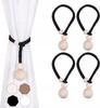 Black Curtain Ties with Wooden Ball Decorative 4 Pcs.