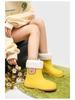 Корейские женские водонепроницаемые нескользящие резиновые сапоги с рисунком медведя из мультфильма со съемной бархатной подкладкой