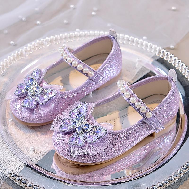 Autumn 2025 Korean Style Glossy Princess Girls' Closed-Toe Soft Sole Shoes for Stage Performance