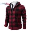 Cozy Up Мужской свитер, пальто, осень-зима, толстый, теплый, с капюшоном, клетчатый шерстяной свитер, кардиган, флисовое пальто на молнии, мужское пальто