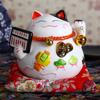 4.5 Inch Japanese Ceramic Lucky Cat Maneki Neko Home Decoration Ornaments Business Gifts Fortune Cat Money Box Feng Shui Craft