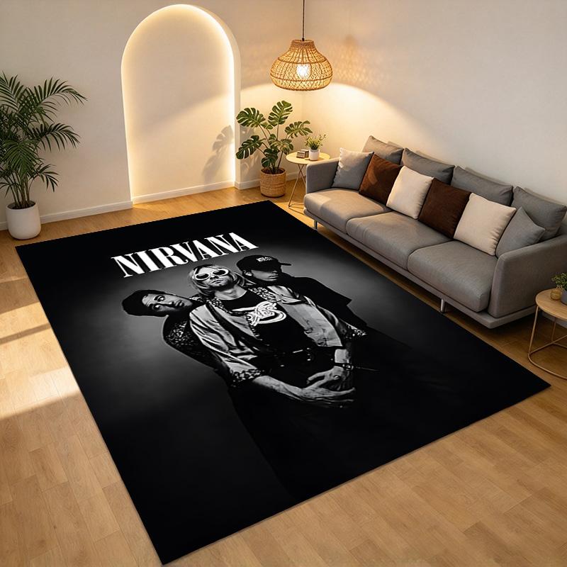 Nirvana Band Living Room Nonslip Area Rug Soft Carpet For Bedroom Game Playroom Sofa Office Home Decor Doormat Christmas Gift C926538
