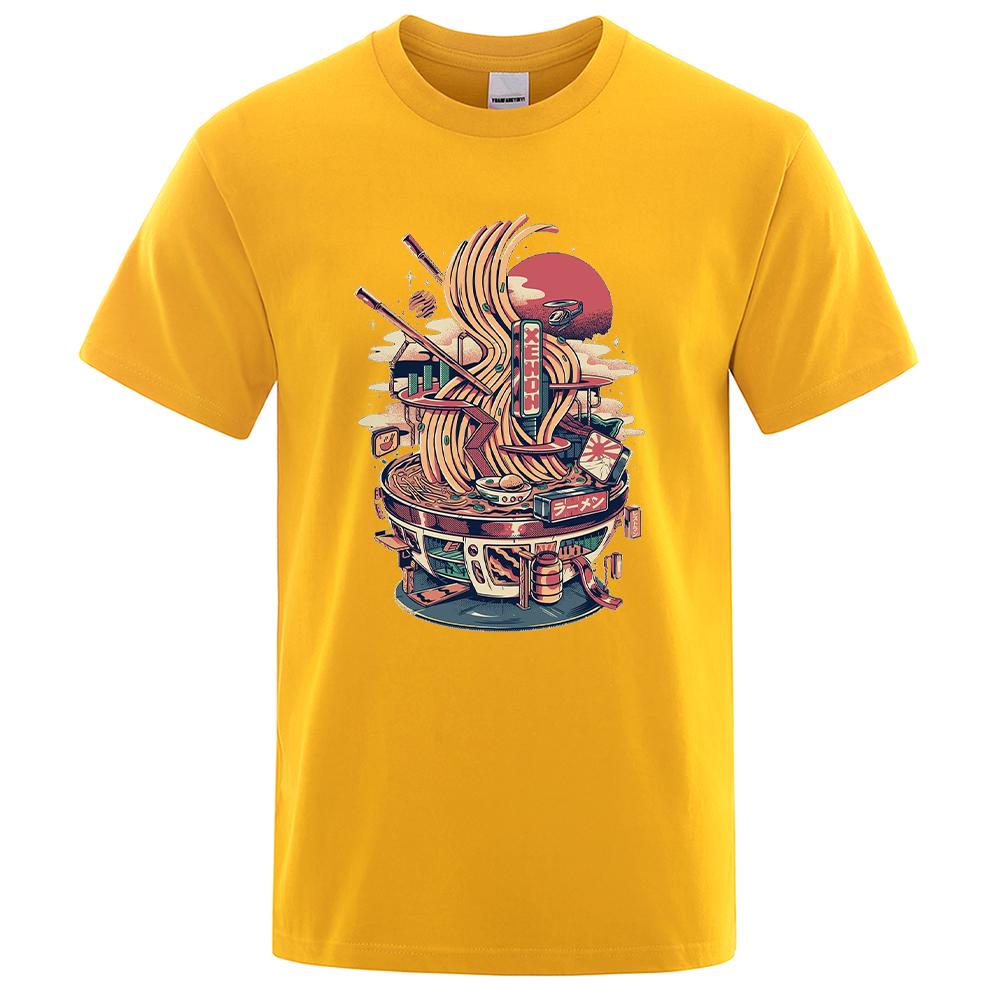 Мужские футболки с принтом «Япония Харадзюку Суши» Удобная одежда Винтажная футболка свободного покроя Мужская повседневная летняя футболка