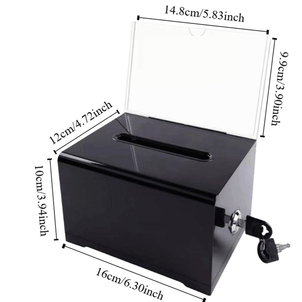Solid Suggestion Box With Lock and Sign Holder Donation Box Plastic Container Tip Jar Charity