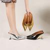 New Design Fashion Platform Wedges High Heels Mule Women Slippers Concise Shallow Pointed Toe Party Dress Ladies Shoes