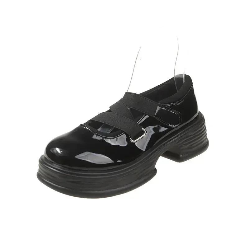 Модные французские женские туфли Мэри Джейн, осенние кожаные туфли, повседневные нескользящие белые туфли на высоком каблуке с толстой подошвой, женские туфли на каблуках Zapatos Mujer