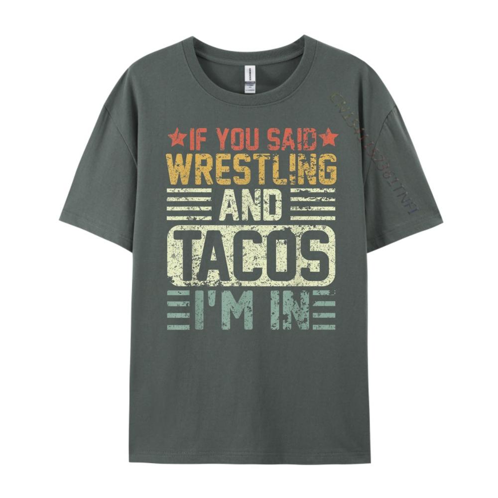 Vintage Funny Wrestling And Tacos Novelty Sports Oversized T Shirt Men Women Casual Everyday Mens Clothing Party