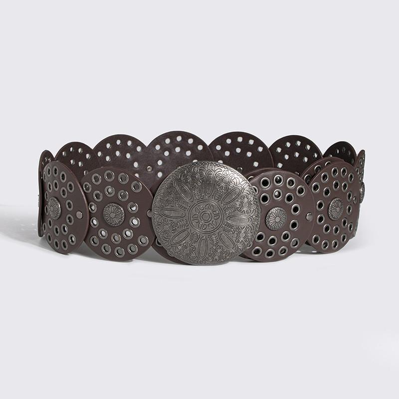 Винтажный Широкий Панк-Пояс С Заклепками и Люверсами Для Модной Уличной Одежды