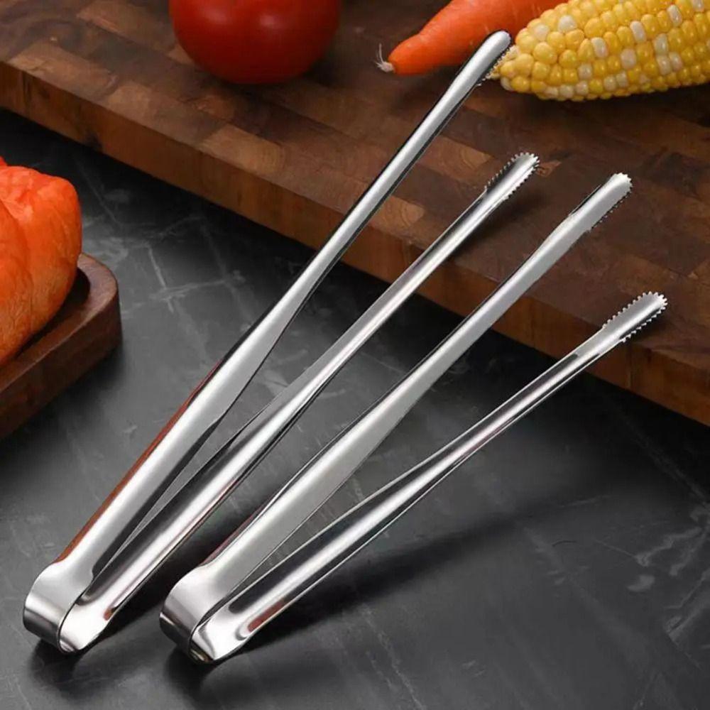 3pcs 304 Stainless Steel Barbecue Tongs Heat Resistant Steak Tongs Bread Tongs  BBQ Parties