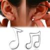 1 пара асимметричных мини-сережек-пусетов в форме музыкальной ноты с серебряным покрытием для повседневной носки