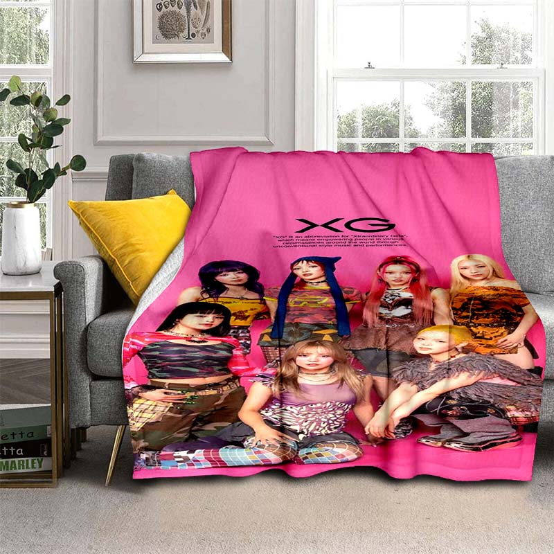 Soft flannel blanket, K-POPX-XG girl group poster blanket, portable home travel blanket, suitable for sofa beds, bedrooms, and